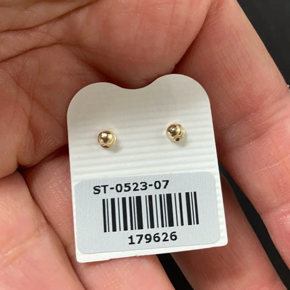 New 14K YELLOW GOLD pink cz stone Earrings 3mm Stud Earrings with Screw back